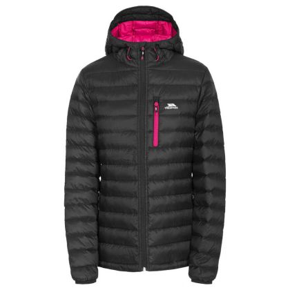 Trespass Womens Hooded Down Packaway Jacket in Black Arabel