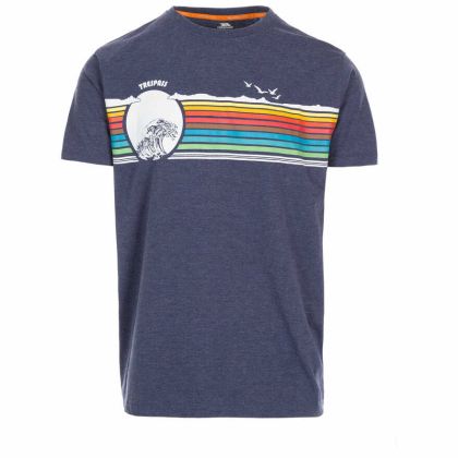 Trespass Men's Casual Short Sleeve Graphic T-shirt Lakehouse Navy, Front view on mannequin