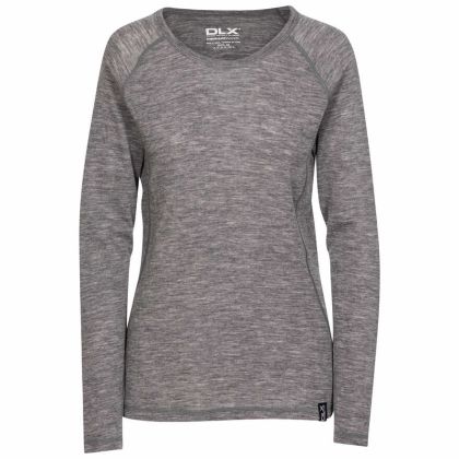 Libra Women's DLX Long Sleeve Thermal T-Shirt in Grey, Front view on mannequin