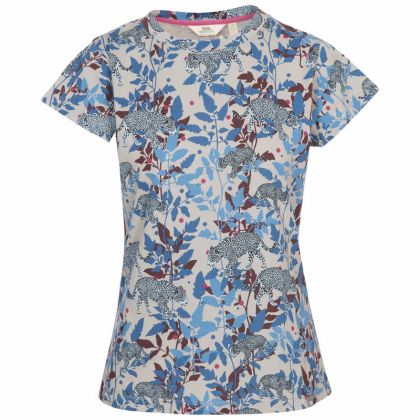 Phillipa Women's Printed T-Shirt in Light Blue, Front view on mannequin