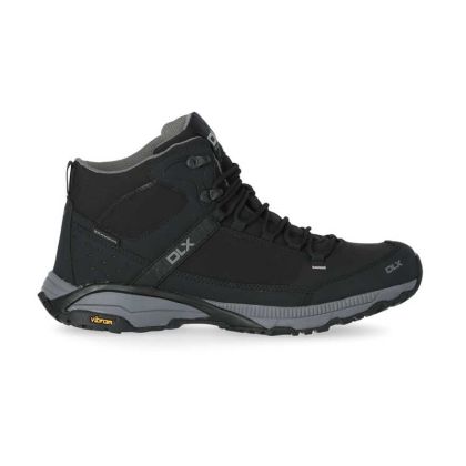 Renton Men's DLX Vibram Walking Boots in Black, Angled view of footwear