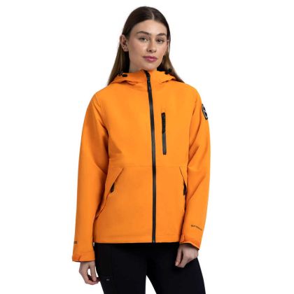 Womens Waterproof Jacket Robina in Amberglow, Front view on mannequin