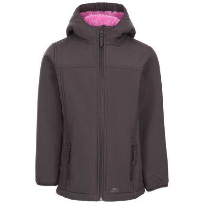 Trespass Girls Long Length Waterproof Softshell Jacket in Dark Grey Kristen