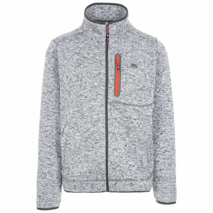 Bingham Men's Marl Fleece Jacket in Light Grey, Front view on mannequin