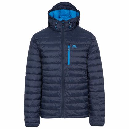 Digby Men's Down Packaway Jacket in Blue, Front view on mannequin
