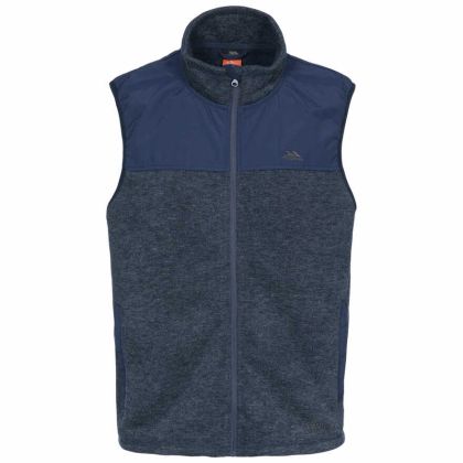 Leafminer Men's Gilet Fleece in Navy, Front view on mannequin