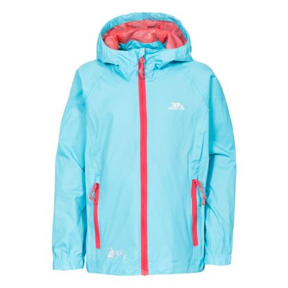 Qikpac Kids' Waterproof Packaway Jacket in Light Blue, Front view on mannequin
