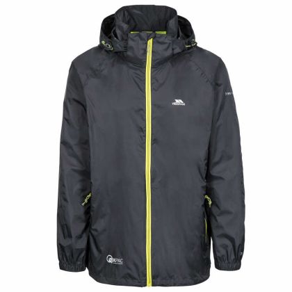 Qikpac X Adults' Waterproof Packaway Jacket in Black, Front view on mannequin