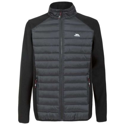 Saunter Men's Padded Fleece Jacket in Black, Front view on mannequin