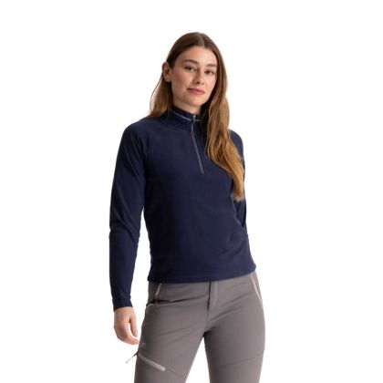 Trespass Womens 1/2 Fleece Skylar in NAVY/RED, Front view on mannequin