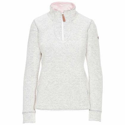 Trespass Women's 1/4 Zip Fleece 2 Side Pockets Ronette in White, Front view on mannequin