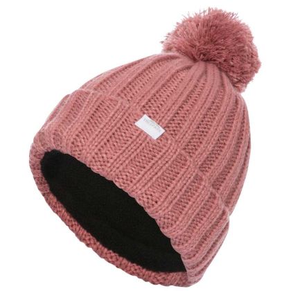 Alisha Women's Knitted Bobble Hat in Pink, Hat at angled view