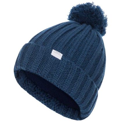 Alisha Women's Knitted Bobble Hat in Blue, Hat at angled view