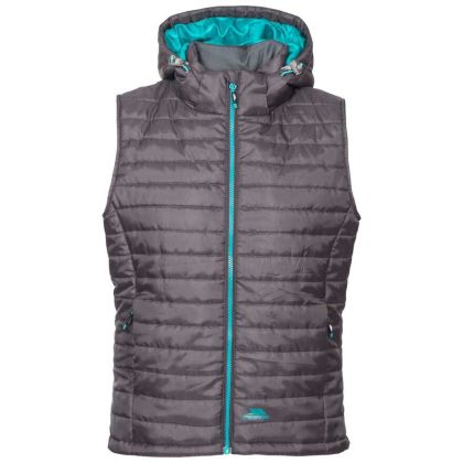 Trespass Womens Hooded Padded Gilet Aretha Carbon, Front view on mannequin