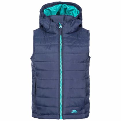 Aretha Kids' Casual Gilet in Navy, Front view on mannequin