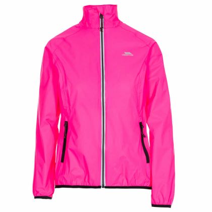 Trespass Womens Waterproof Packaway Jacket Beaming in Pink, Front view on mannequin