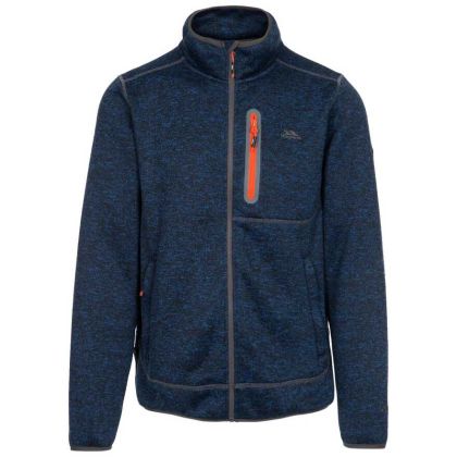 Bingham Men's Marl Fleece Jacket in Navy, Front view on mannequin