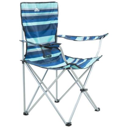 Trespass Folding Camping Chair with Drinks Holder Branson Blue, Angled view of chair