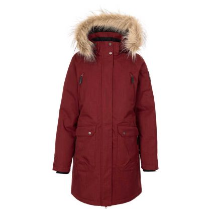 Trespass DLX Women's Down Jacket Dana in Dark cherry marl, Front view on mannequin