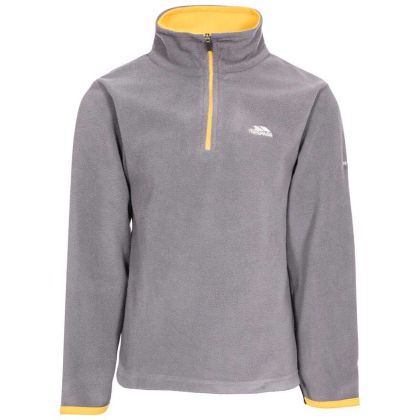 Etto Kids' Half Zip Fleece in Grey, Front view on mannequin