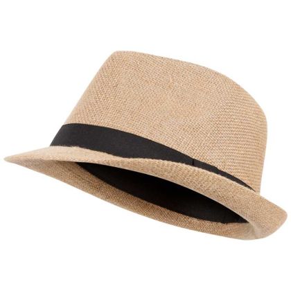 Fedora Adults' Fedora Hat in Beige, Hat at angled view