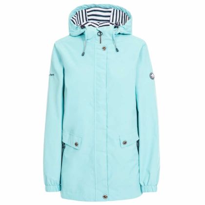 Trespass Womens Waterproof Jacket with Hood Flourish Aqua, Front view on mannequin