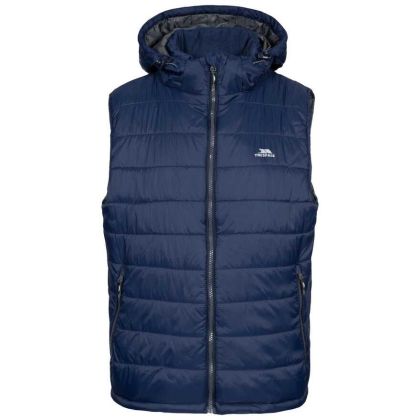 Franklyn Men's Hooded Gilet in Navy, Front view on mannequin
