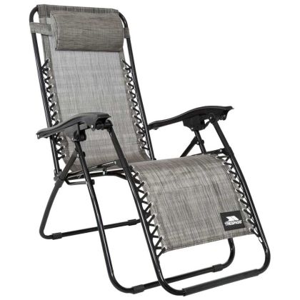 Glenesk Reclining Sun Lounger Chair in Light Grey, Angled view of chair