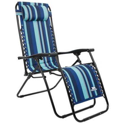 Glentilt Reclining Deck Blue Stripe, Angled view of chair