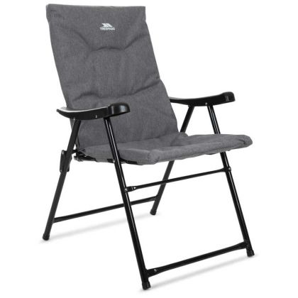 Paddy Folding Padded Camping & Garden Deck Chair Grey Marl, Angled view of chair