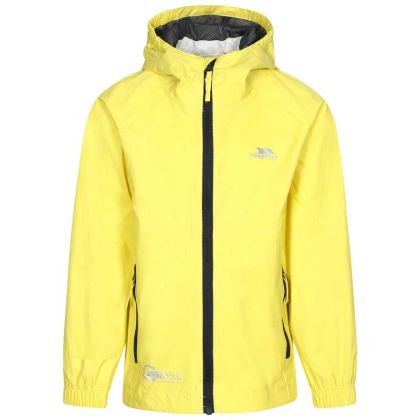 Qikpac Kids' Waterproof Packaway Jacket in Yellow, Front view on mannequin