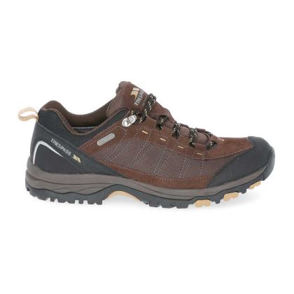 Scarp Men's Walking Shoes in Brown, Angled view of footwear