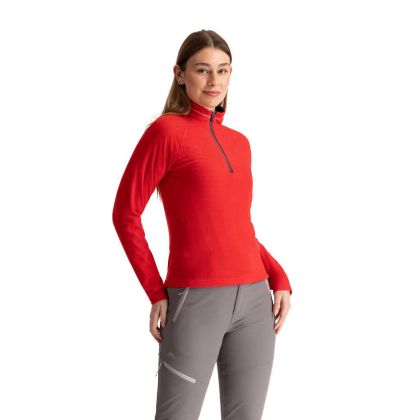 Trespass Womens 1/2 Fleece Skylar in RED, Front view on mannequin