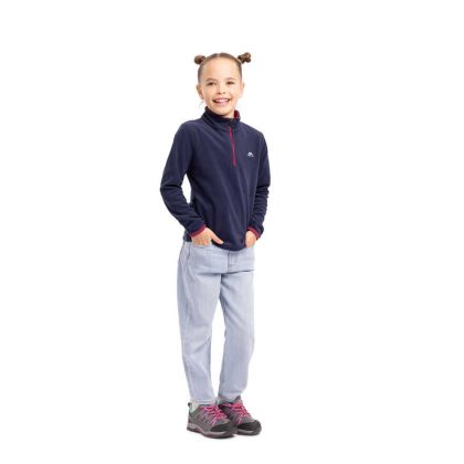 Sybil Kids' Half Zip Fleece in Navy, Front view on mannequin
