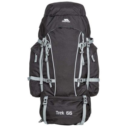 Trek 66L Rucksack in Ash, Back view