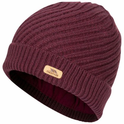 Twisted Women's Knitted Beanie in Purple, Hat at angled view