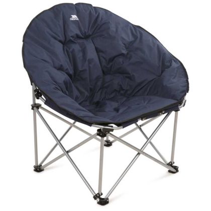 Trespass Oversized Moon Chair Camping Folding Tycho in Navy, Angled view of chair