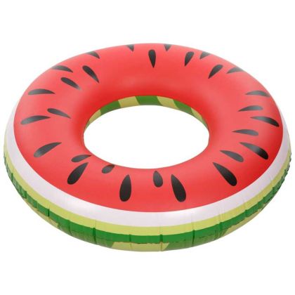 Inflatable Watermelon Novelty Swim Ring in Red, Front view