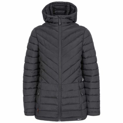 DLX Womens Padded Jacket Eco Friendly Althea in Black, Front view on mannequin