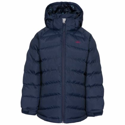 Amira Kids' Padded Casual Jacket in Navy, Front view on mannequin