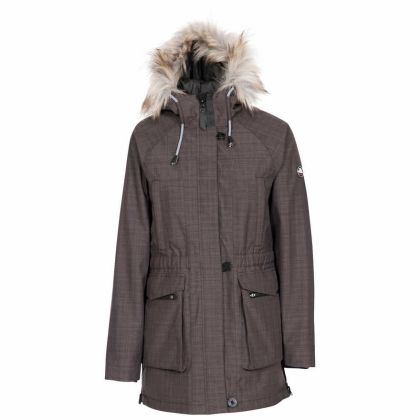 Caption Women's Waterproof Parka Jacket in Grey, Front view on mannequin