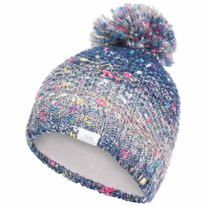 Zabella Adults Knitted Beanie in Blue, Hat at angled view