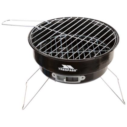 Collapsible Portable BBQ Bucket Grill in Black, Front view
