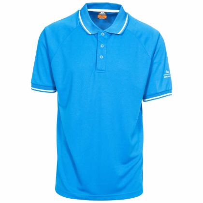 Bonington Men's Quick Dry Polo Shirt in Blue, Front view on mannequin