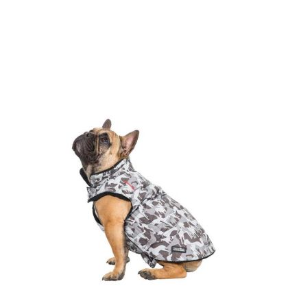 Trespaws Small Camo Dog Printed Raincoat in Grey Charly