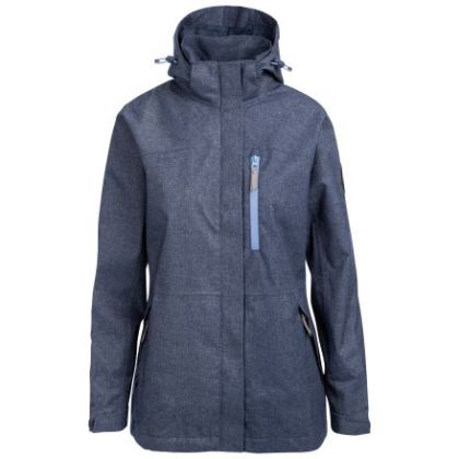 Trespass Women's DLX Hooded Jacket Diane in Navy Marl, Front view on mannequin