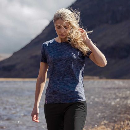 DLX Womens Top Elkie in Navy Stripe, Front view on mannequin