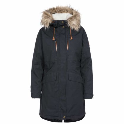 Faithful Women's Waterproof Parka Jacket in Grey, Front view on mannequin