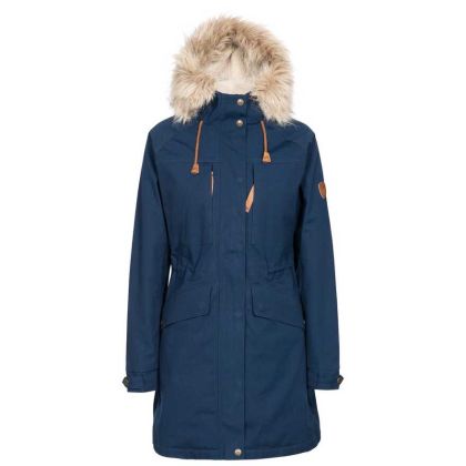 Faithful Women's Waterproof Parka Jacket in Navy, Front view on mannequin
