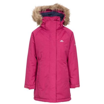 Fame Girls' Waterproof Parka Jacket in Red, Front view on mannequin